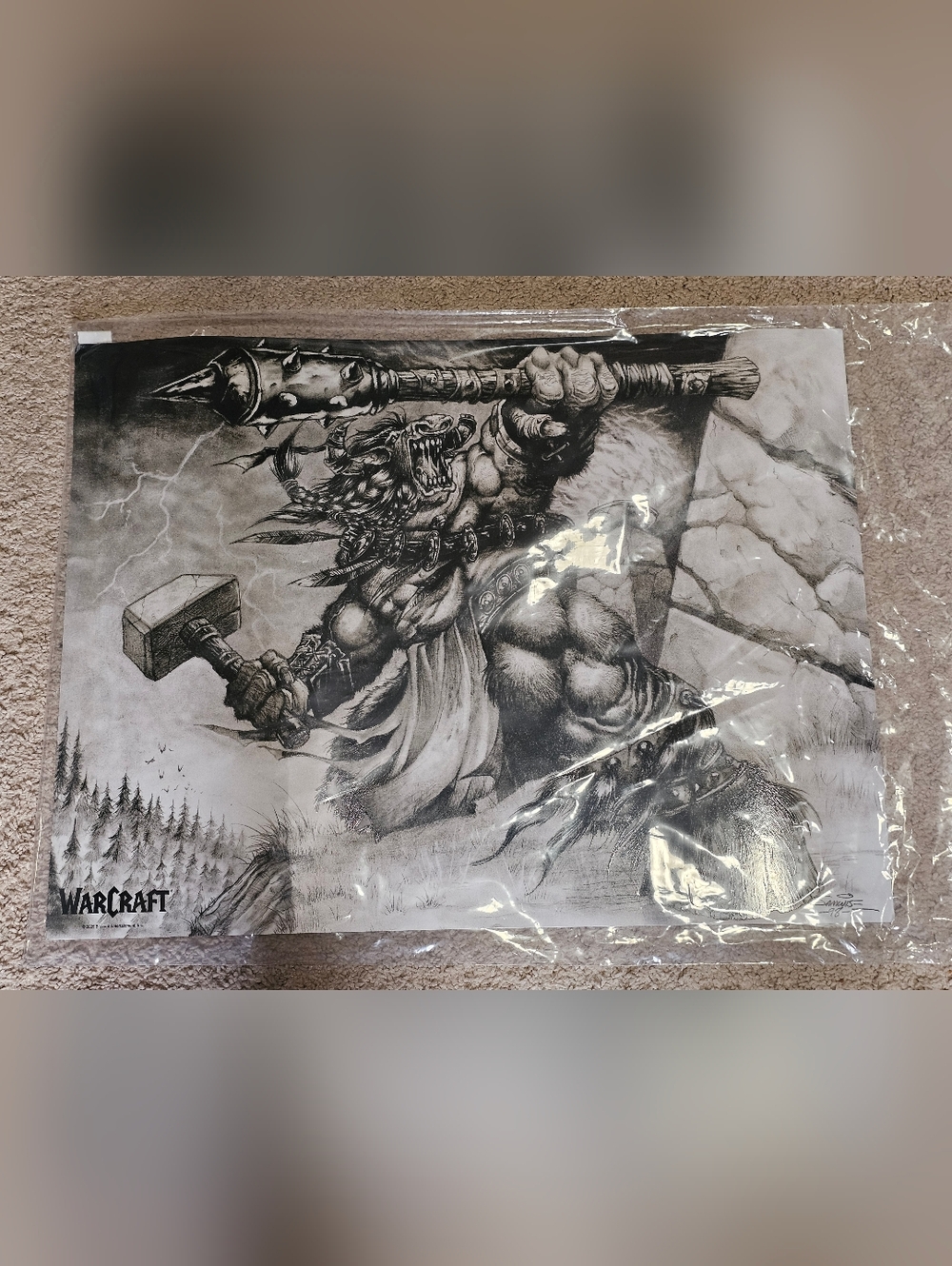 New! World of Warcraft Tauren Sketch Poster 24"W x 18"H Blizzard Entertainment